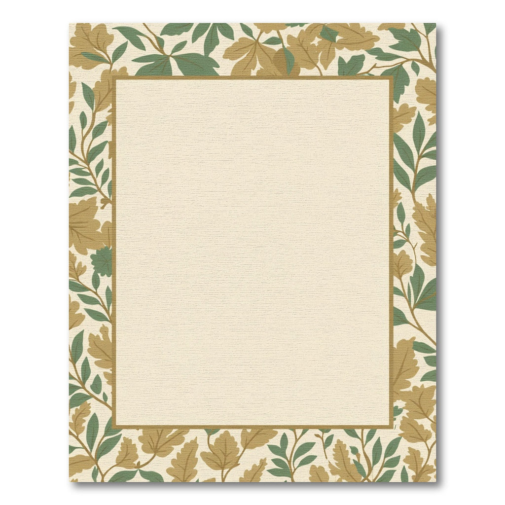 Golden Green Autumn Leaf Border Rug