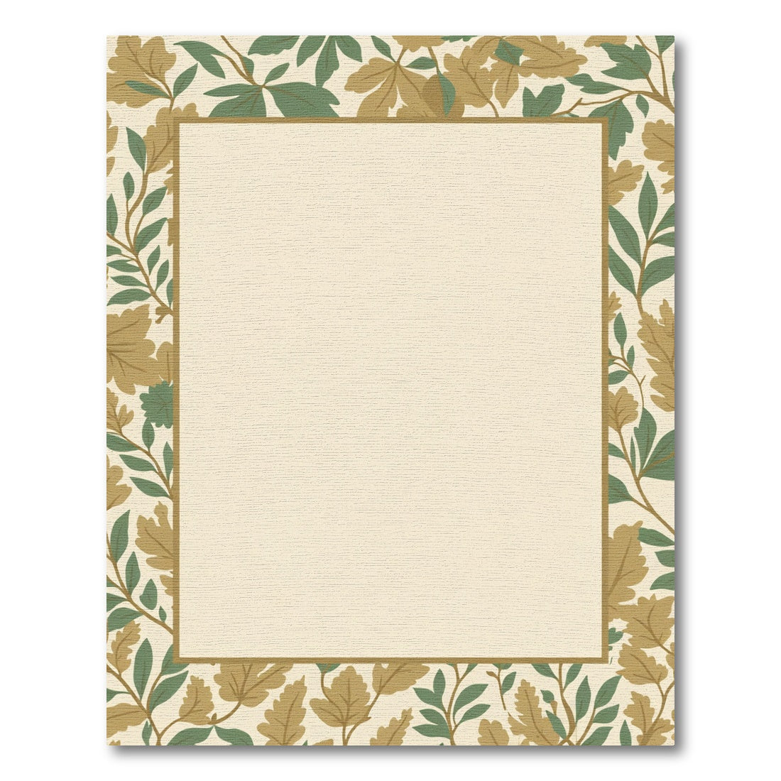 Golden Green Autumn Leaf Border Rug