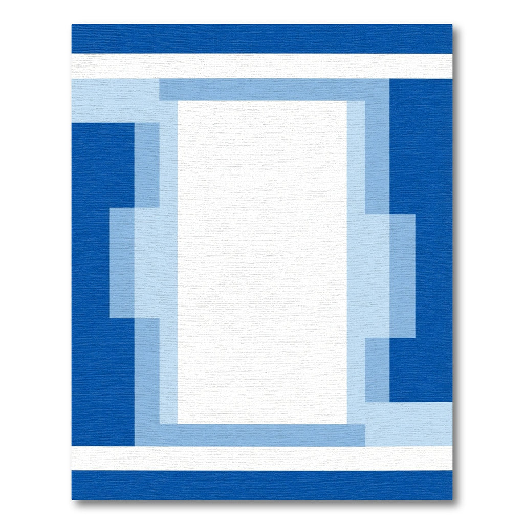 Geometric Azure Overlap Frame Rug