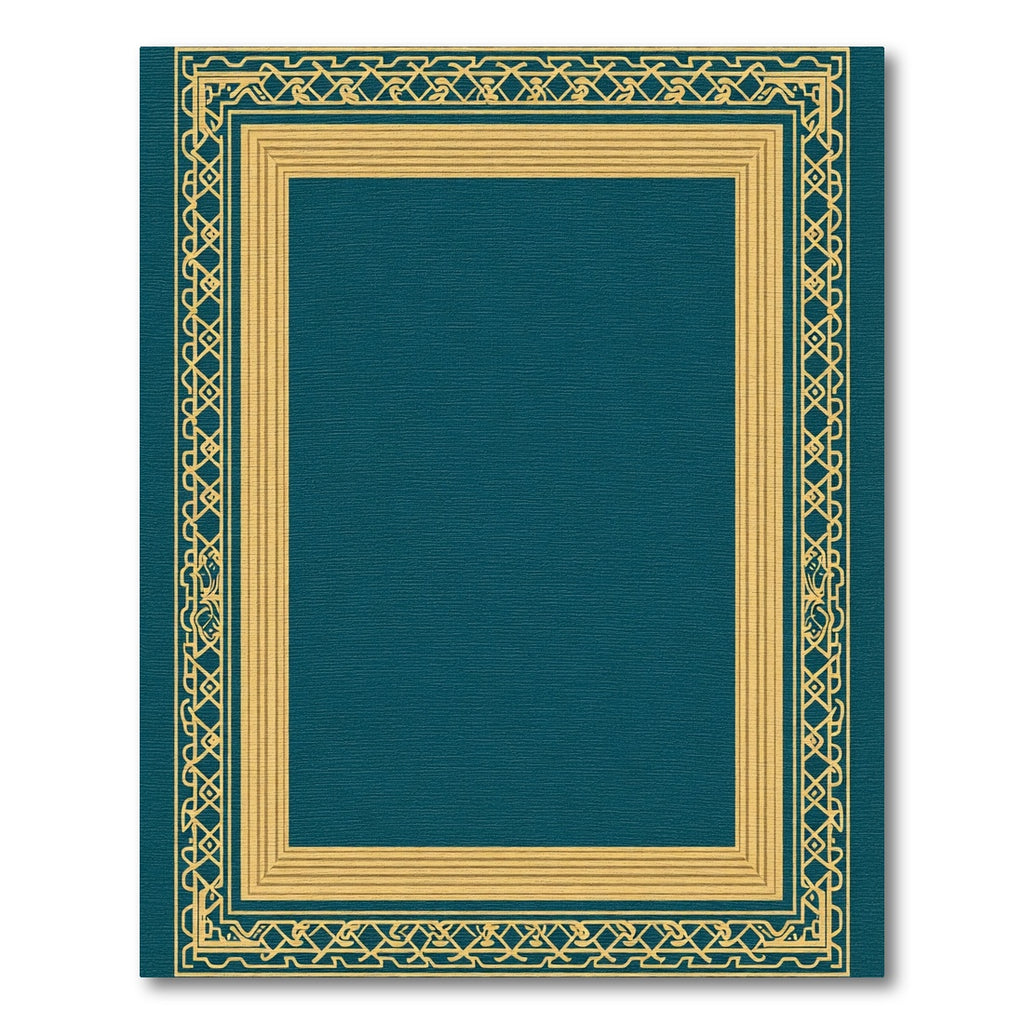 Golden Teal Interlocking Border Rug