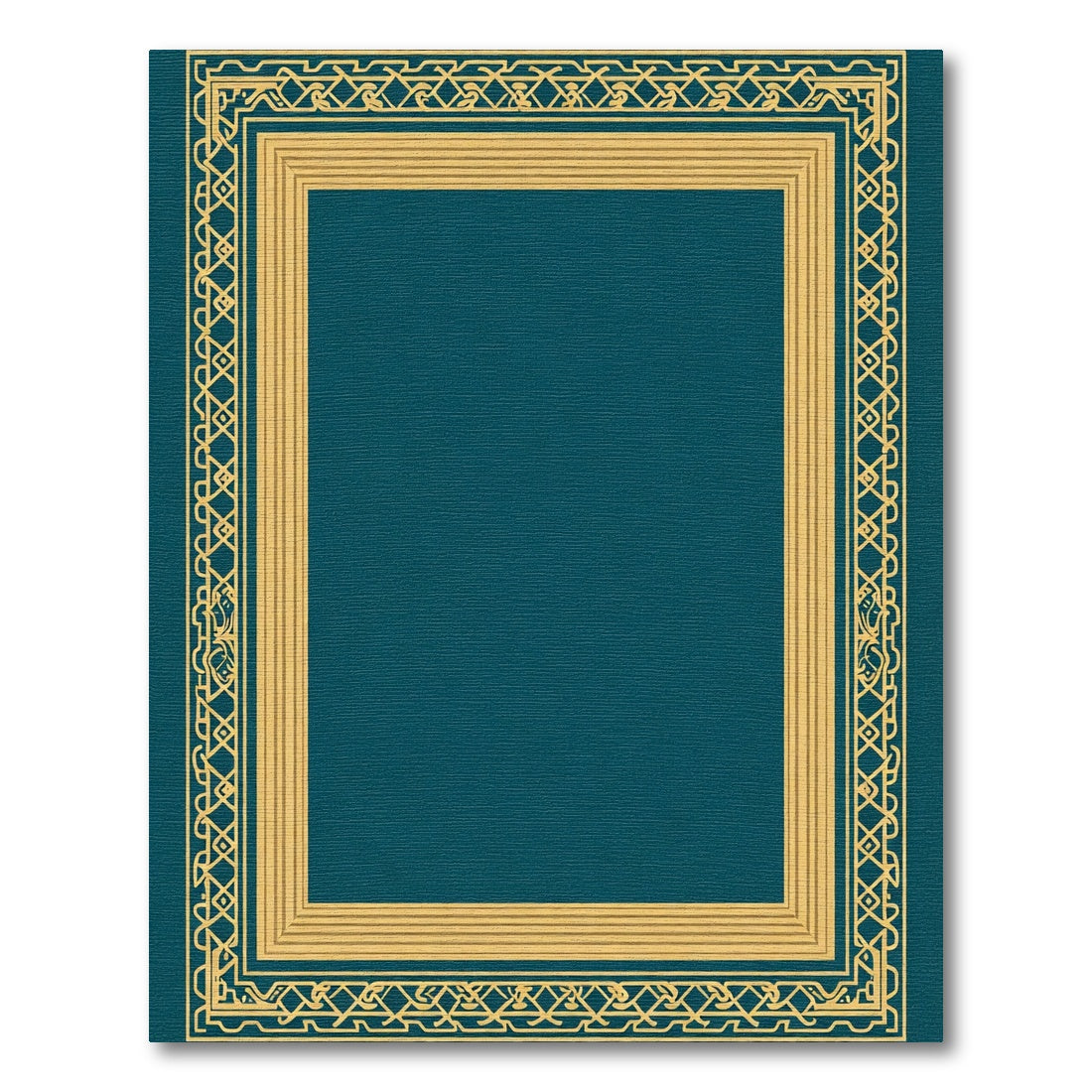 Golden Teal Interlocking Border Rug
