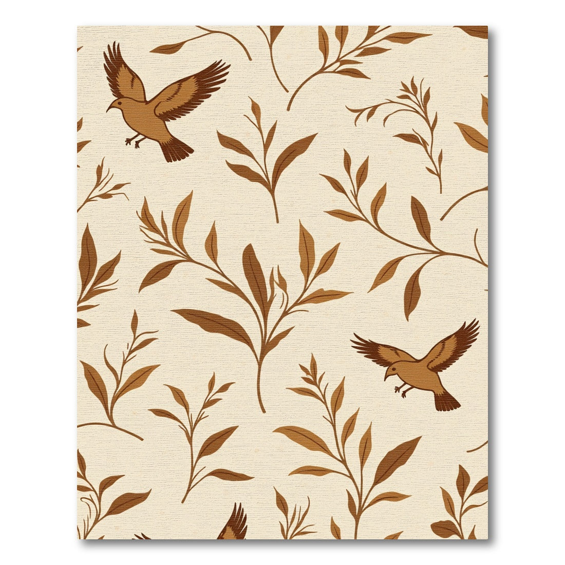 Brown Bird Branch Pattern Rug