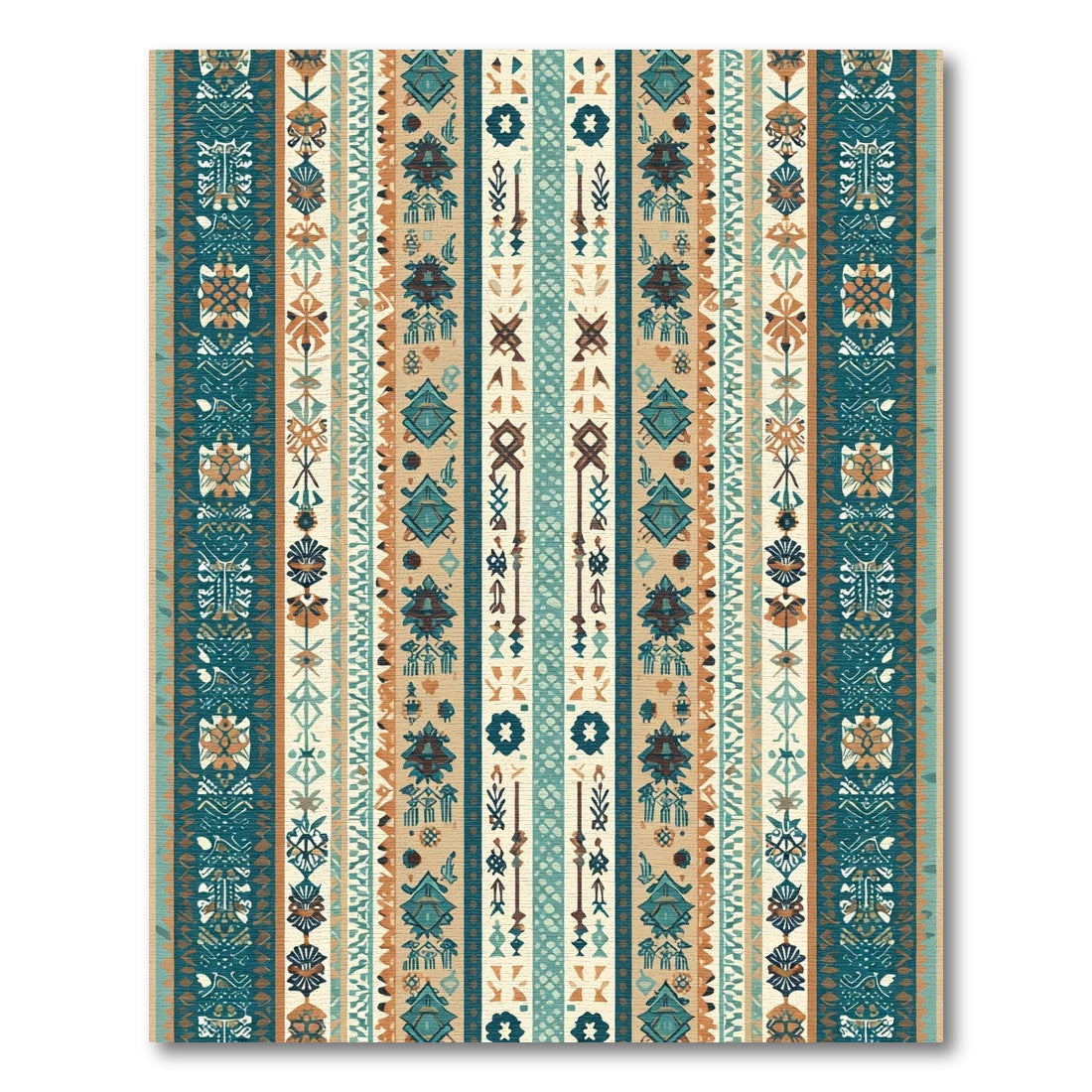 Coastal Turquoise Tribal Striped Loom Rug