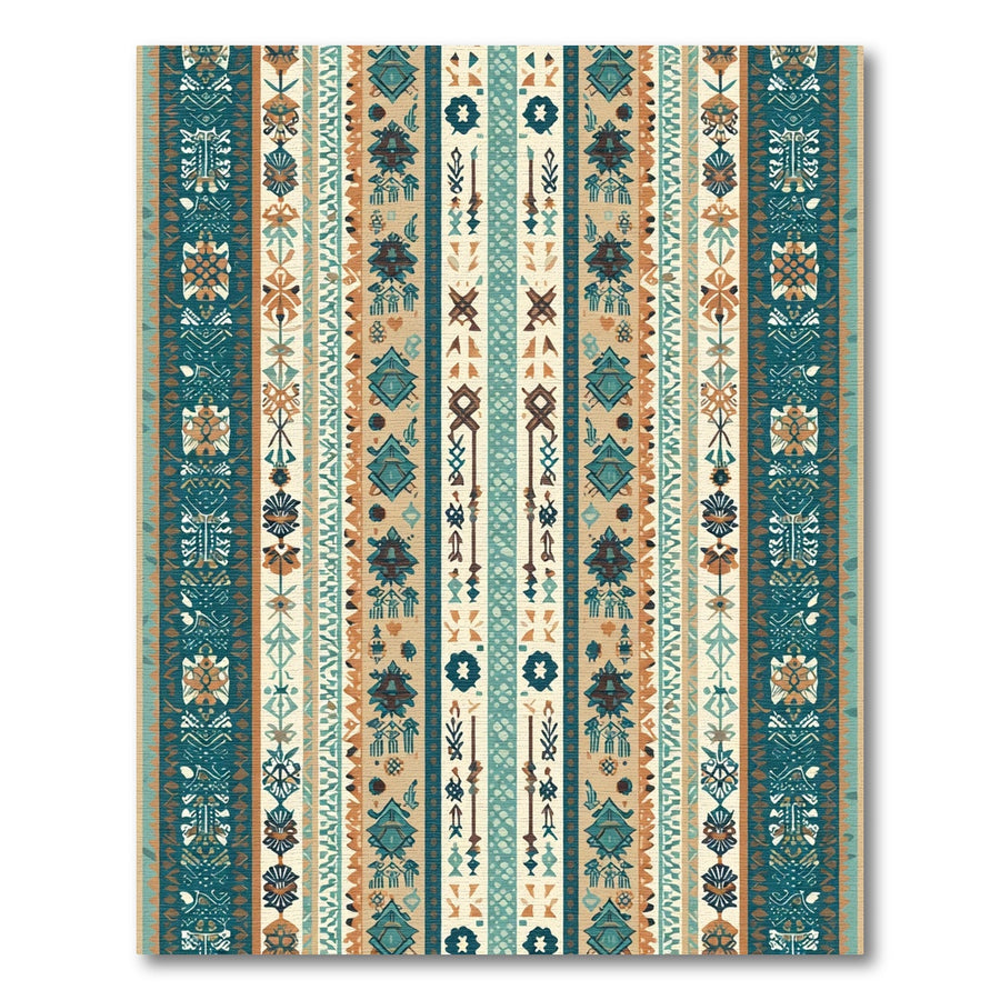 Coastal Turquoise Tribal Striped Loom Rug