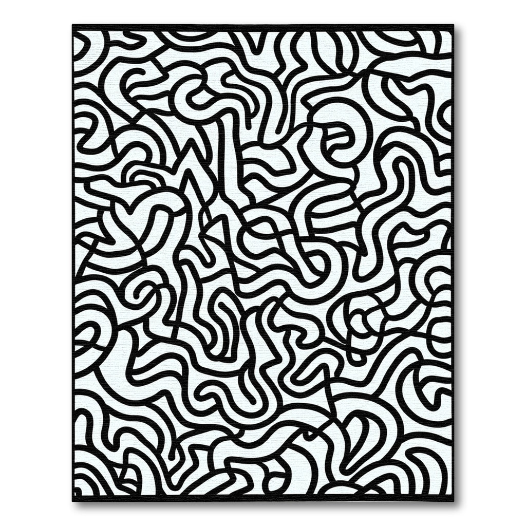 Black White Abstract Continuous Line Rug