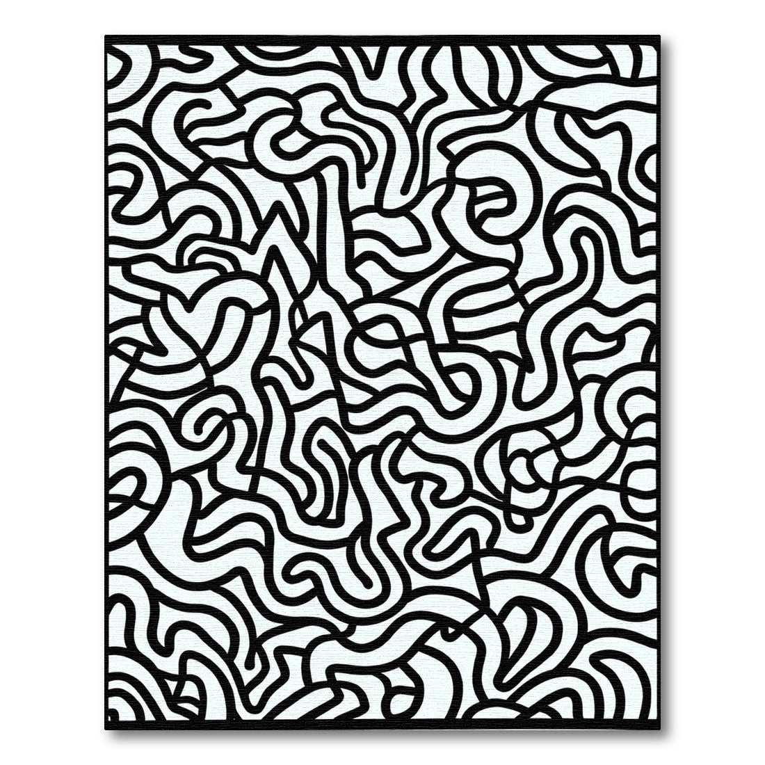 Black White Abstract Continuous Line Rug