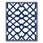 Navy Blue Geometric Lattice Rug