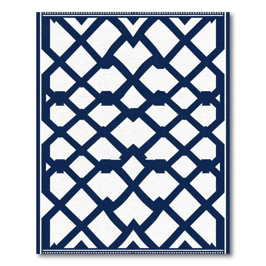Navy Blue Geometric Lattice Rug