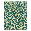 Deep Teal Yellow Botanical Vine Rug