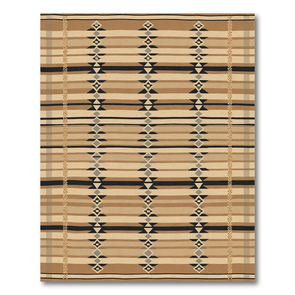 Earthy Tribal Diamond Geometric Stripes Rug
