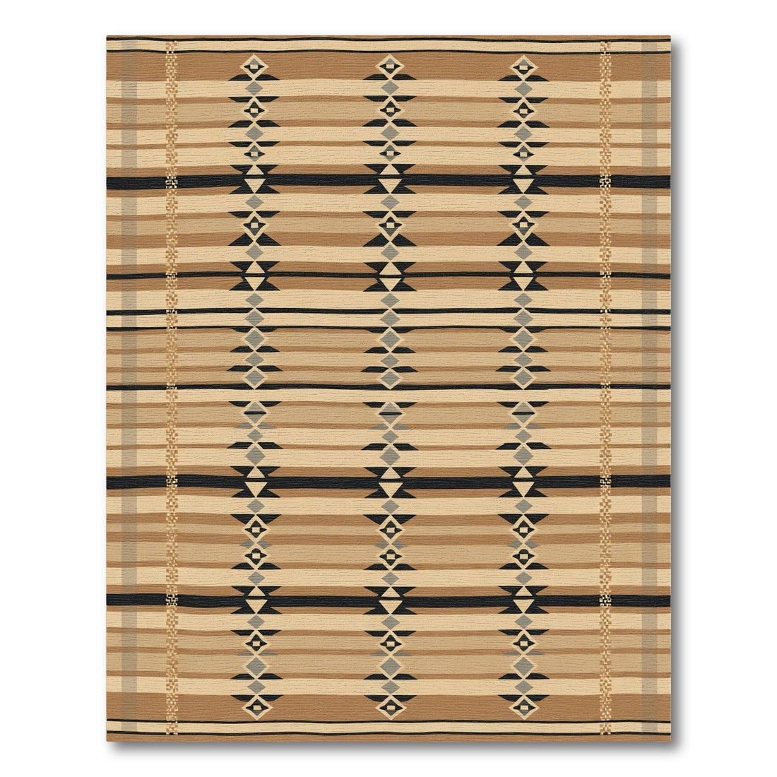 Earthy Tribal Diamond Geometric Stripes Rug