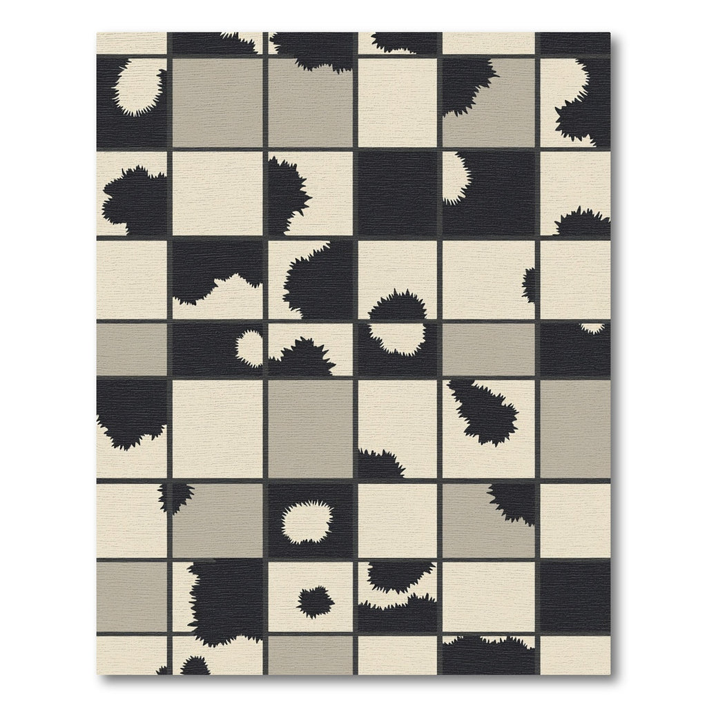Monochrome Checkerboard Jagged Shapes Rug