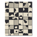 Monochrome Checkerboard Jagged Shapes Rug