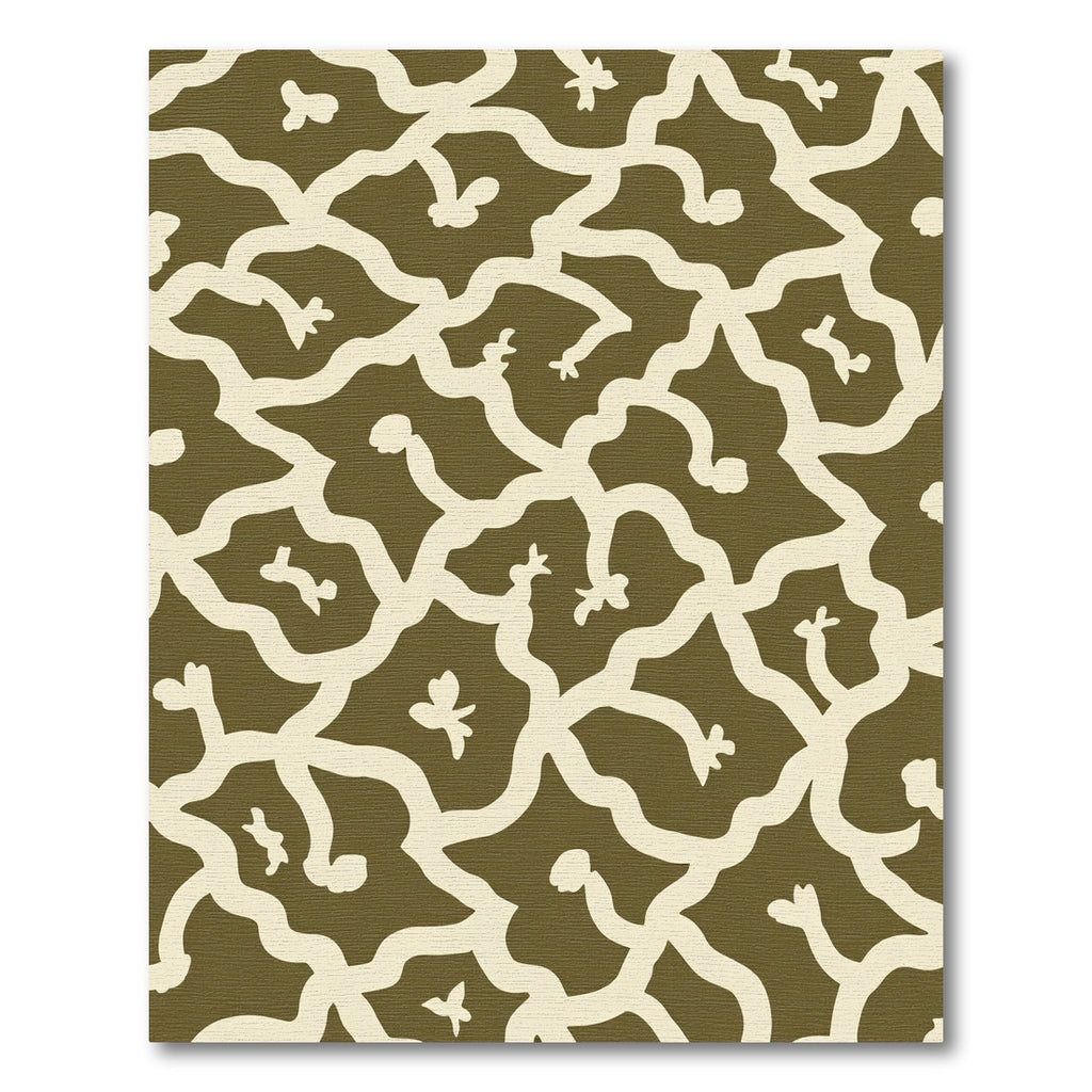 Olive Cream Vine Swirl Rug