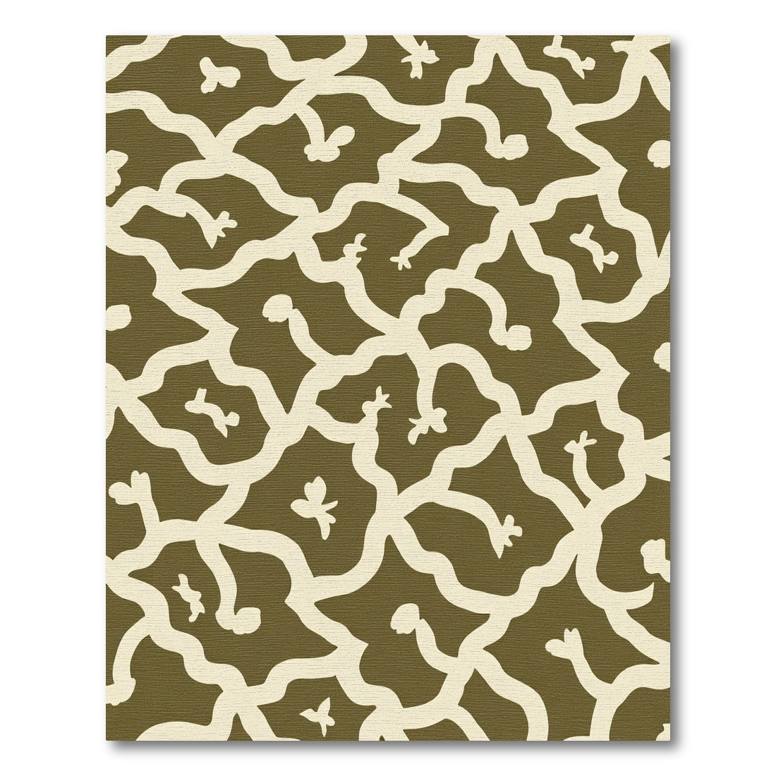 Olive Cream Vine Swirl Rug