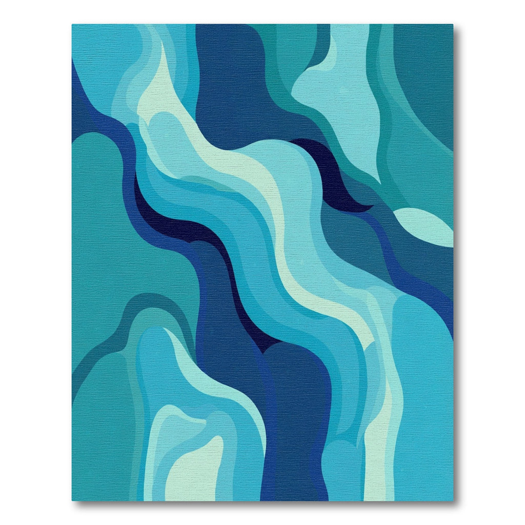 Oceanic Blue Abstract Wave Rug