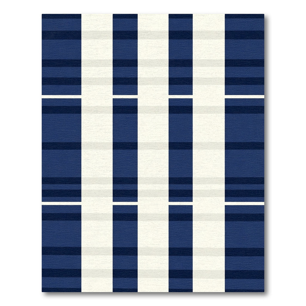 Navy Ivory Wide Stripe Buffalo Rug