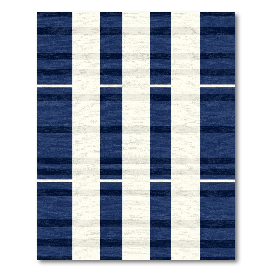 Navy Ivory Wide Stripe Buffalo Rug