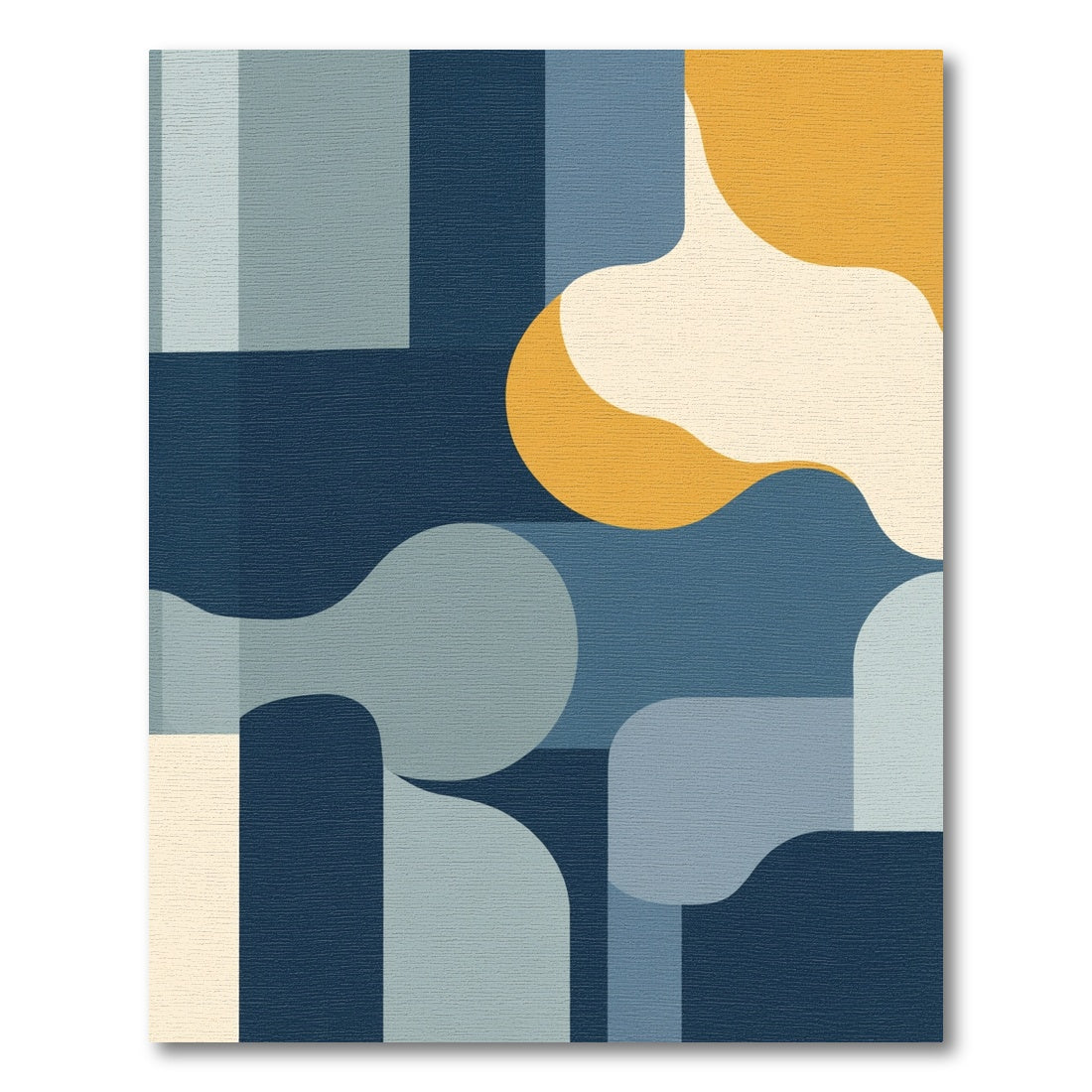 Modern Abstract Organic Blue Ochre Rug