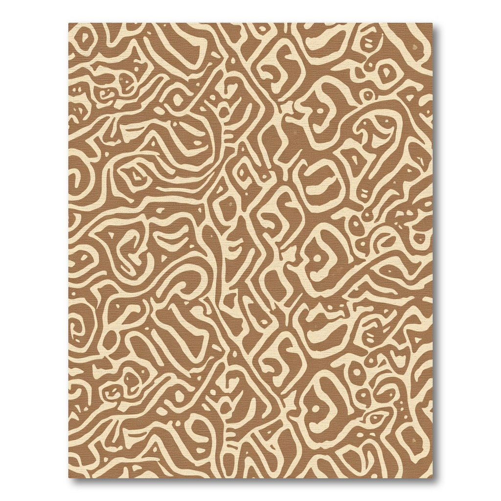 Earthy Tan Abstract Labyrinth Rug