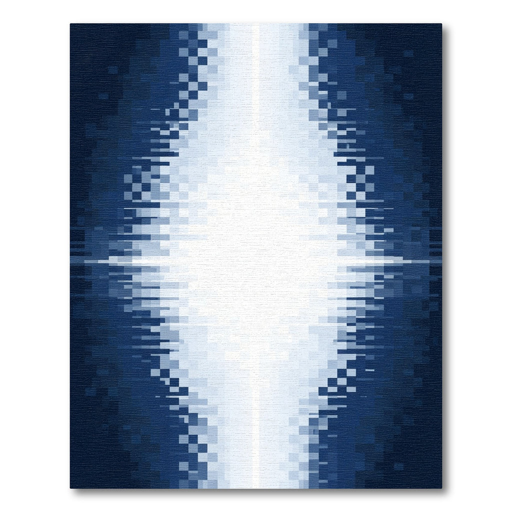 Abstract Blue White Pixel Gradation Rug