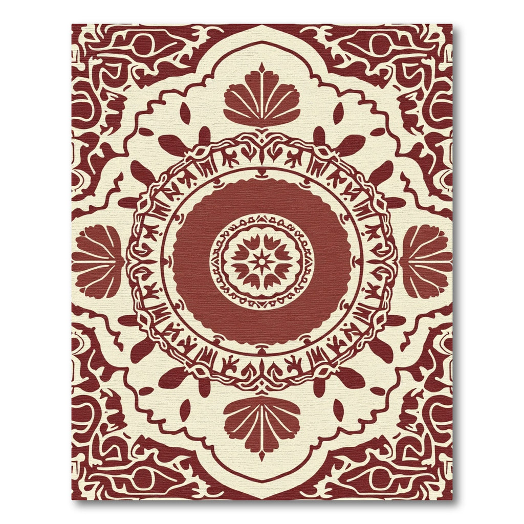 Crimson Medallion Floral Mandala Rug