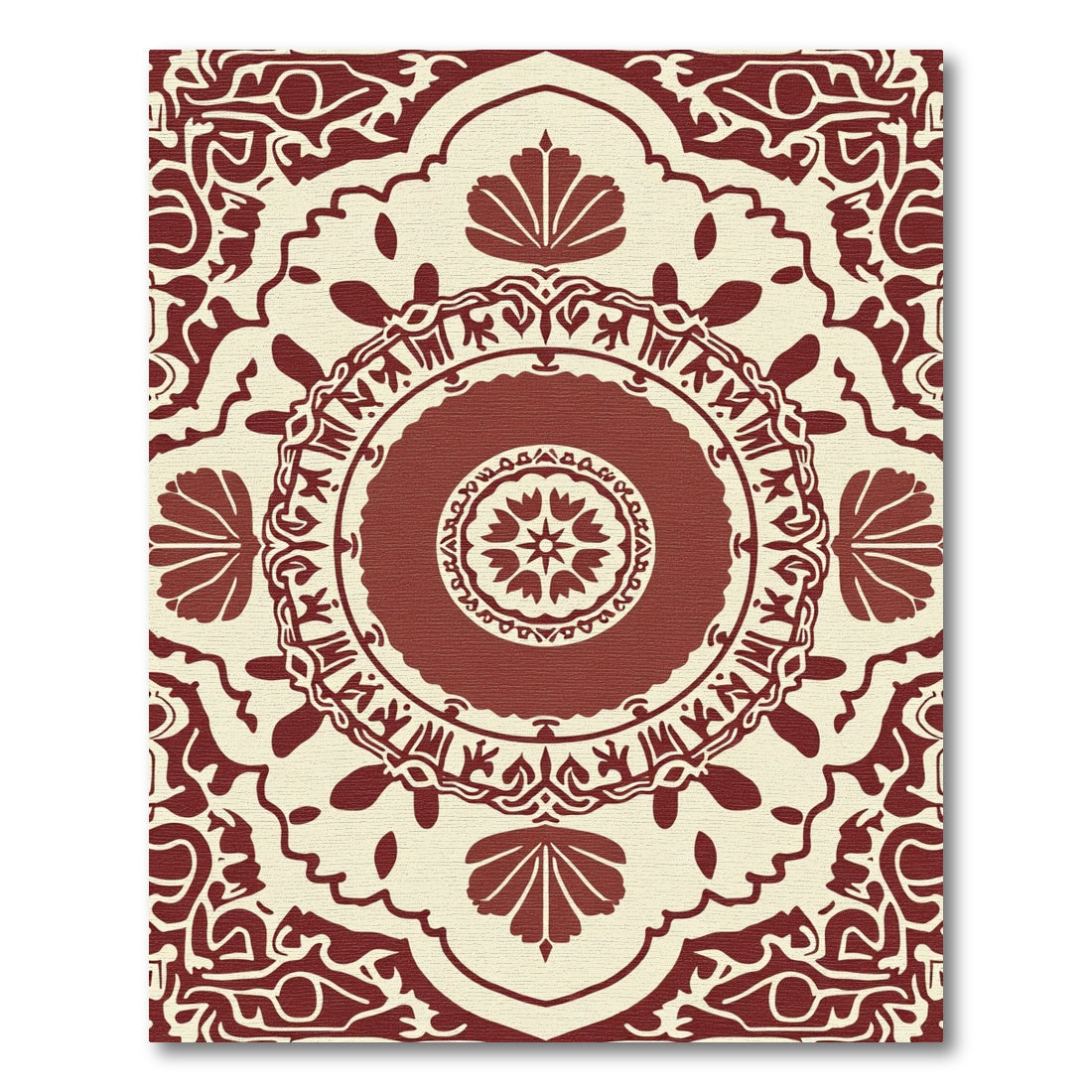 Crimson Medallion Floral Mandala Rug