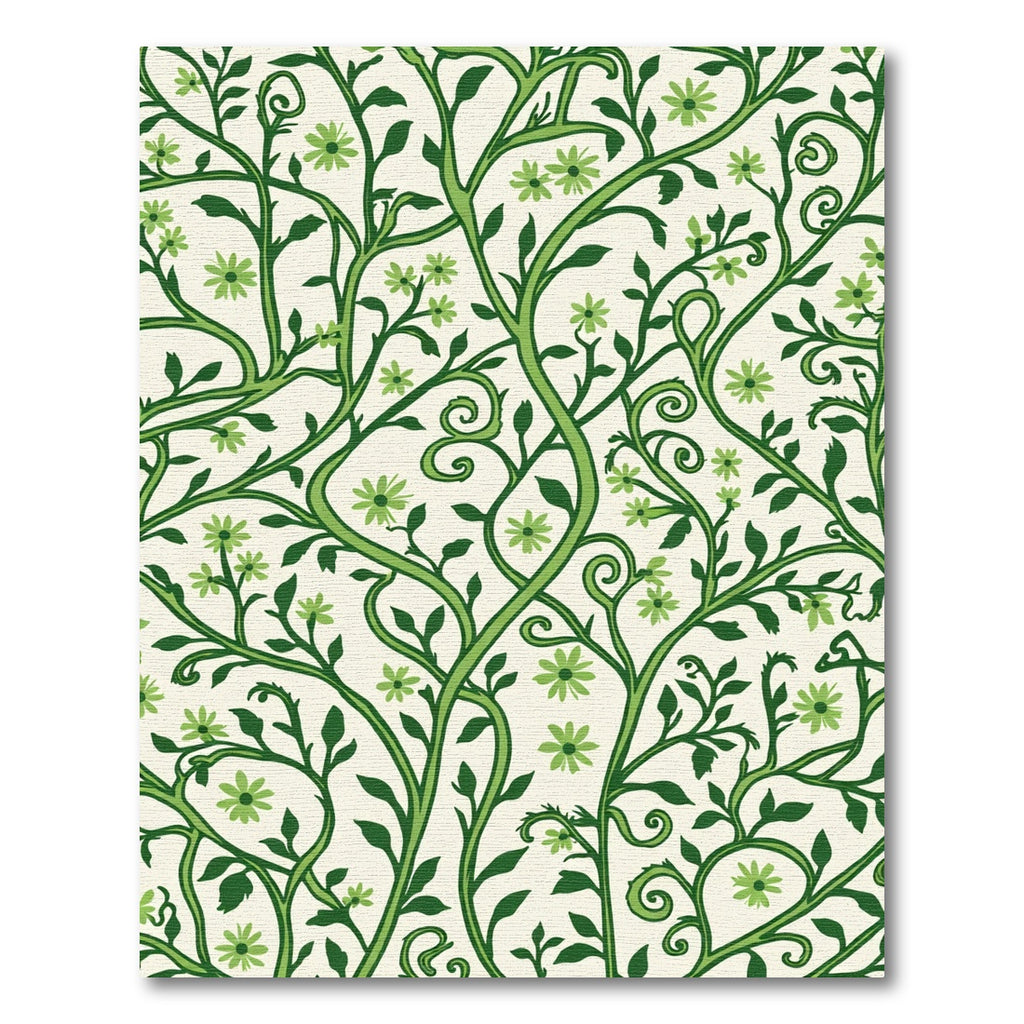 Verdant Green Floral Vine Swirl Rug
