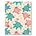 Coral Teal Turtle Shell Seashell Composition Rug
