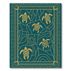 Golden Turtles Teal Wave Rug