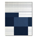 Abstract Navy Blue Geometric Blocks Rug