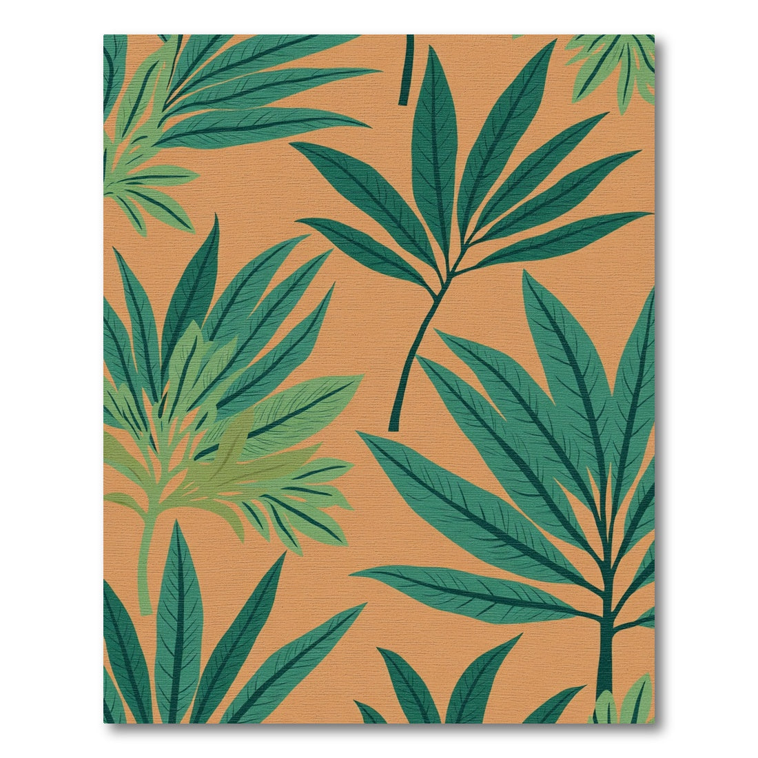 Deep Green Frond Tropical Print Rug