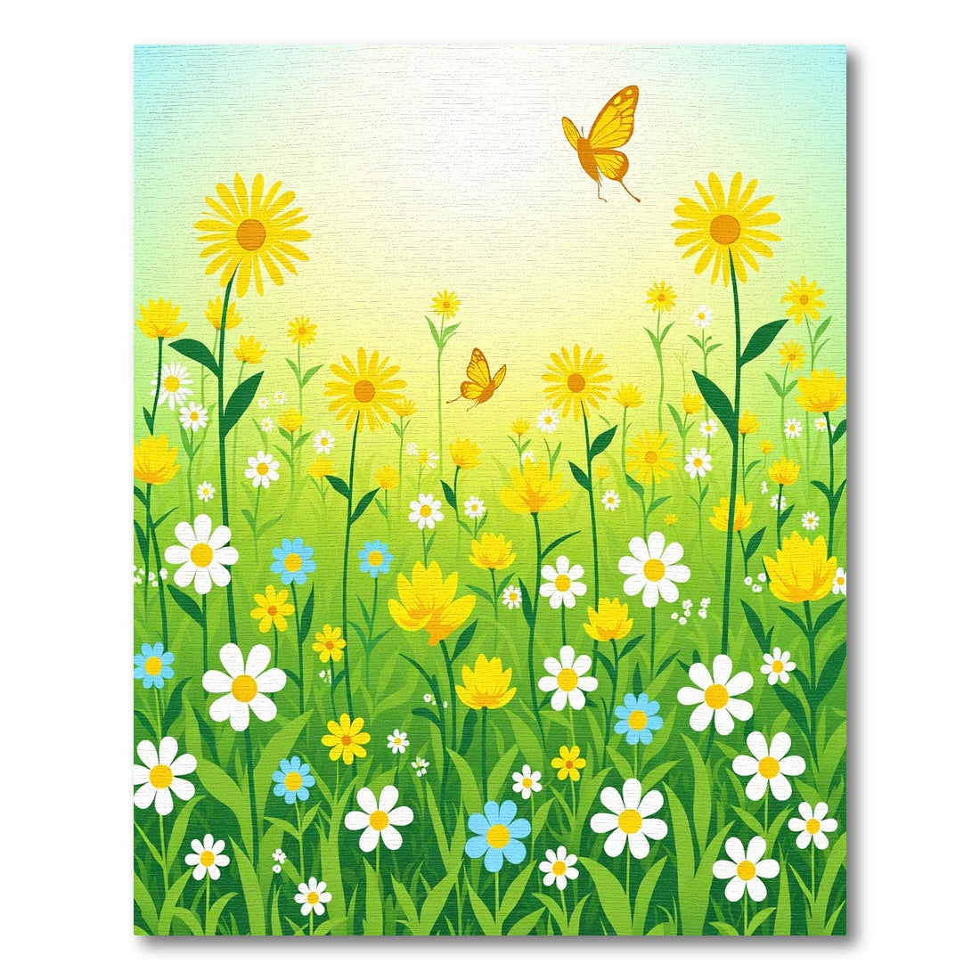 Golden Sunlit Meadow Butterfly Field Rug