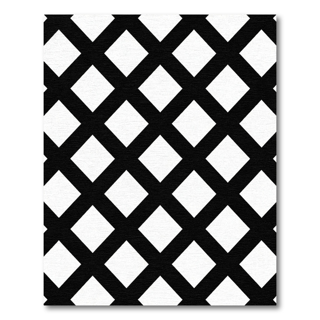 Black White Intersecting Diamond Grid Rug