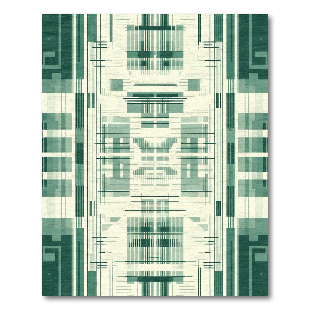 Teal Geometric Stripe Symmetry Rug
