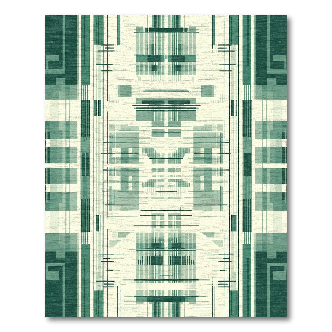 Teal Geometric Stripe Symmetry Rug