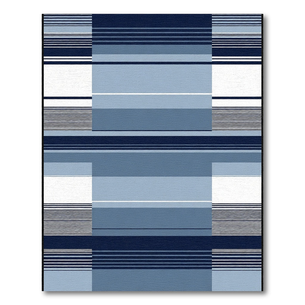 Modern Navy Blue Geometric Stripes Rug