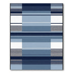 Modern Navy Blue Geometric Stripes Rug