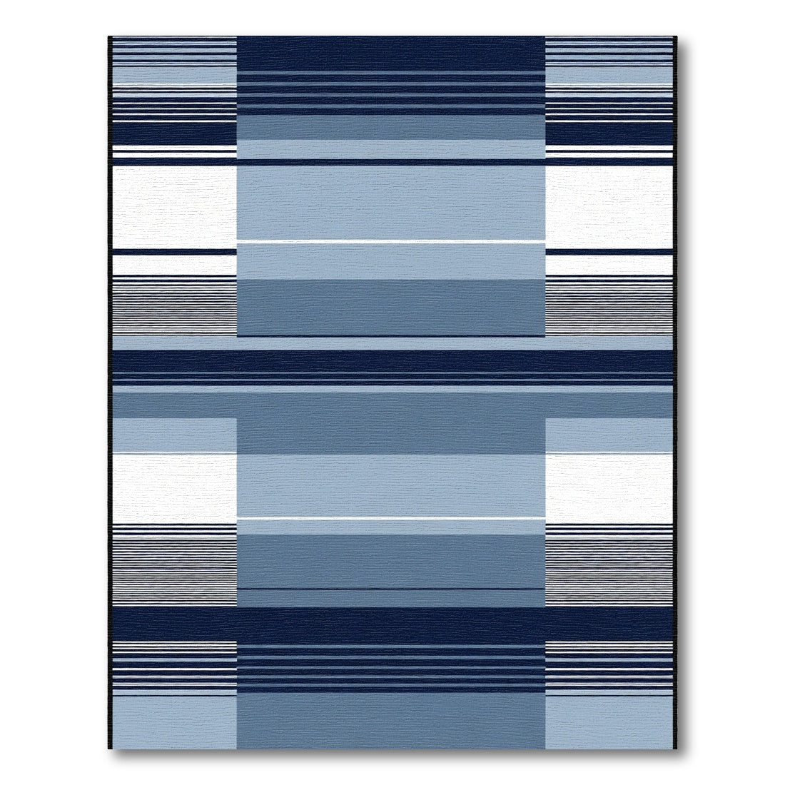 Modern Navy Blue Geometric Stripes Rug
