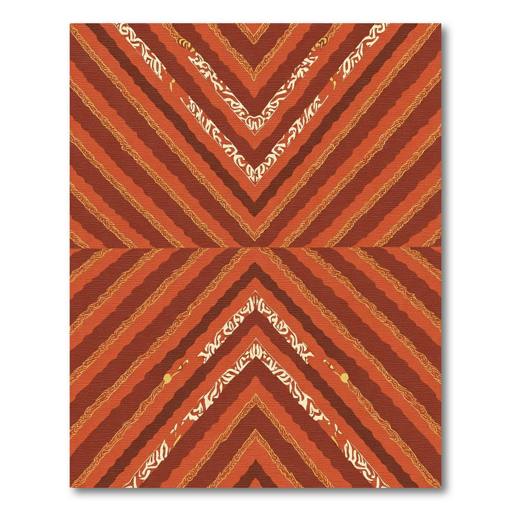 Terracotta Chevron With Intricate Golden Bands Rug