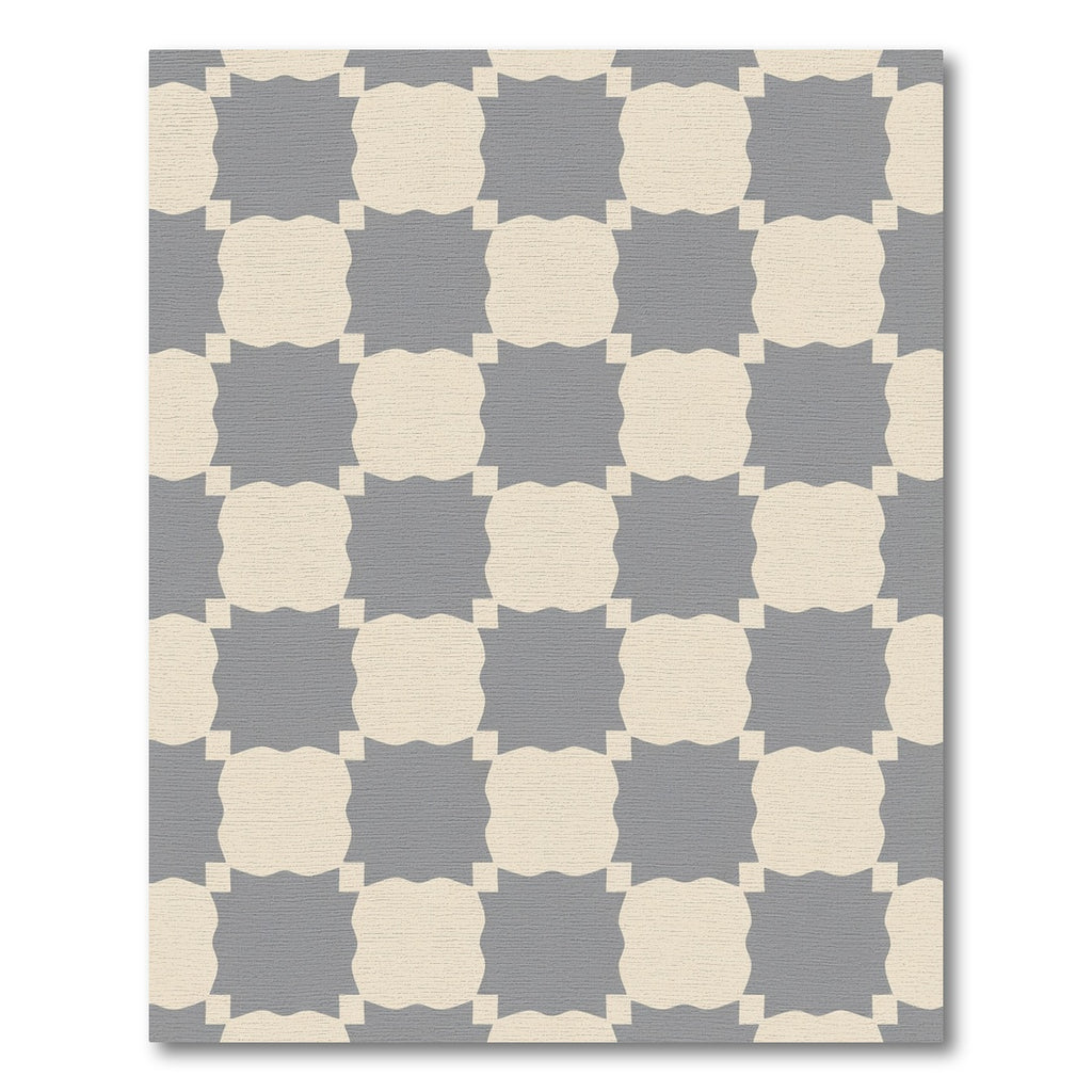 Gray Cream Interlocking Squares Rug