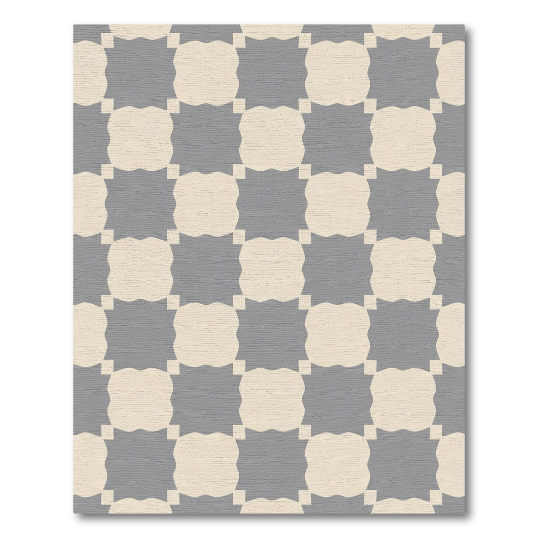 Gray Cream Interlocking Squares Rug