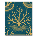 Teal Gold Stylized Tree Medallion Rug
