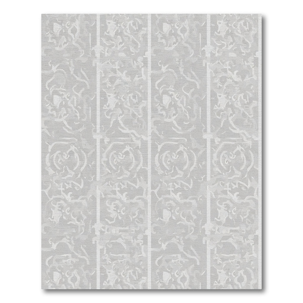 Subtle Gray Ornate Floral Panels Rug