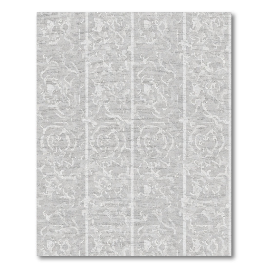 Subtle Gray Ornate Floral Panels Rug