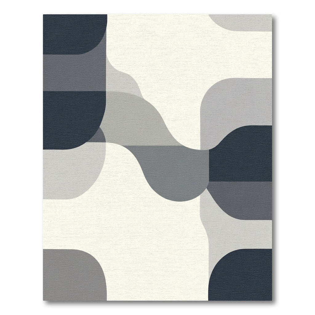 Modern Gray Abstract Stripe Wave Rug