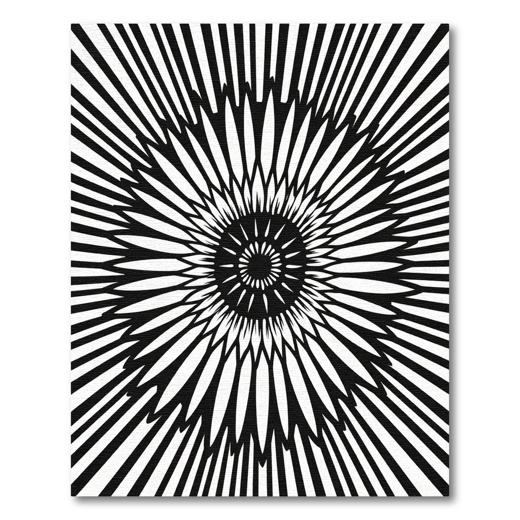 Black White Radial Blossom Rug