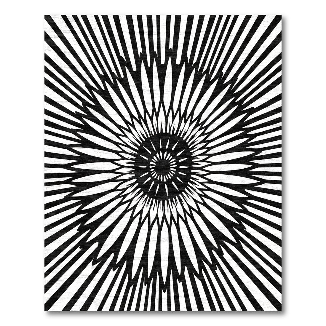 Black White Radial Blossom Rug