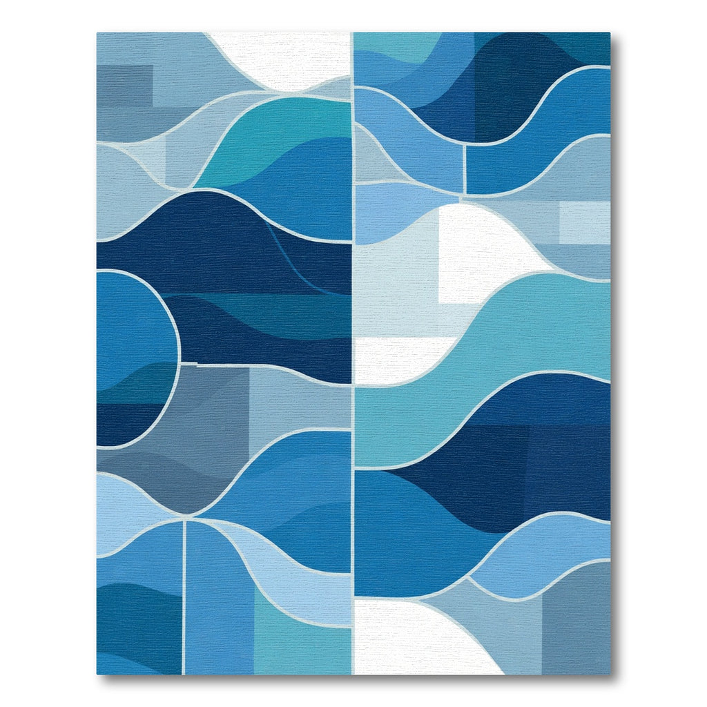 Deep Blue Abstract Flowing Waves Rug