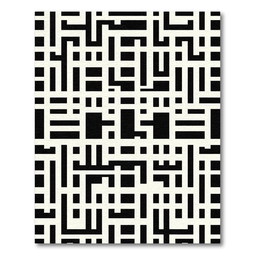 Black White Geometric Labyrinth Rug